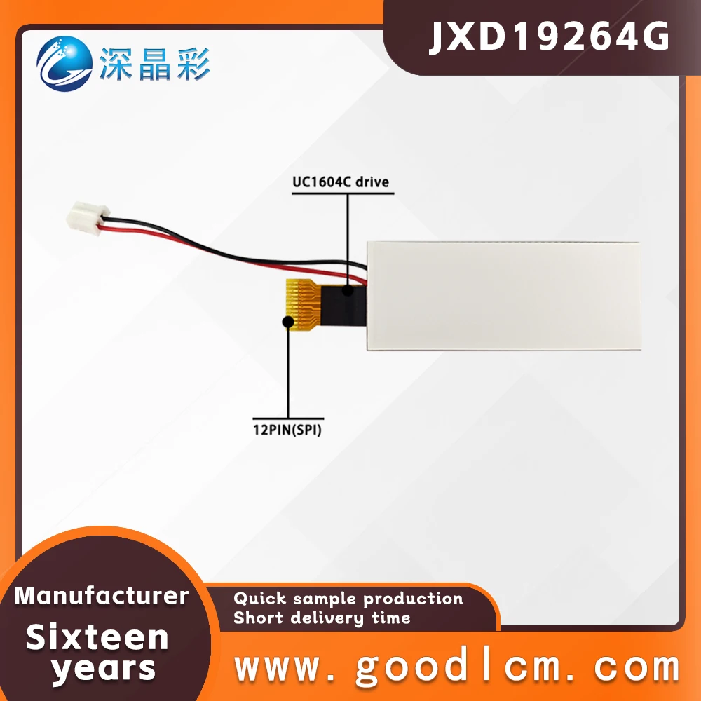 Módulo de exibição LCD COG de pequeno porte, 192x64, JXD19264G, FSTN, matriz gráfica positiva, testador de instrumentos, porta serial SPI, 3.3V, 5.0V