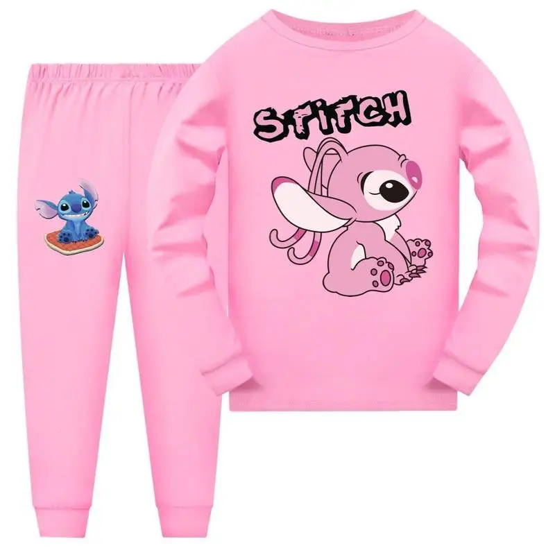 

Новинка летняя пижама с принтом из мультфильма Disney Лило и Стич Kawaii пижама костюм с принтом ангела детская одежда подарок на день рождения для девочек