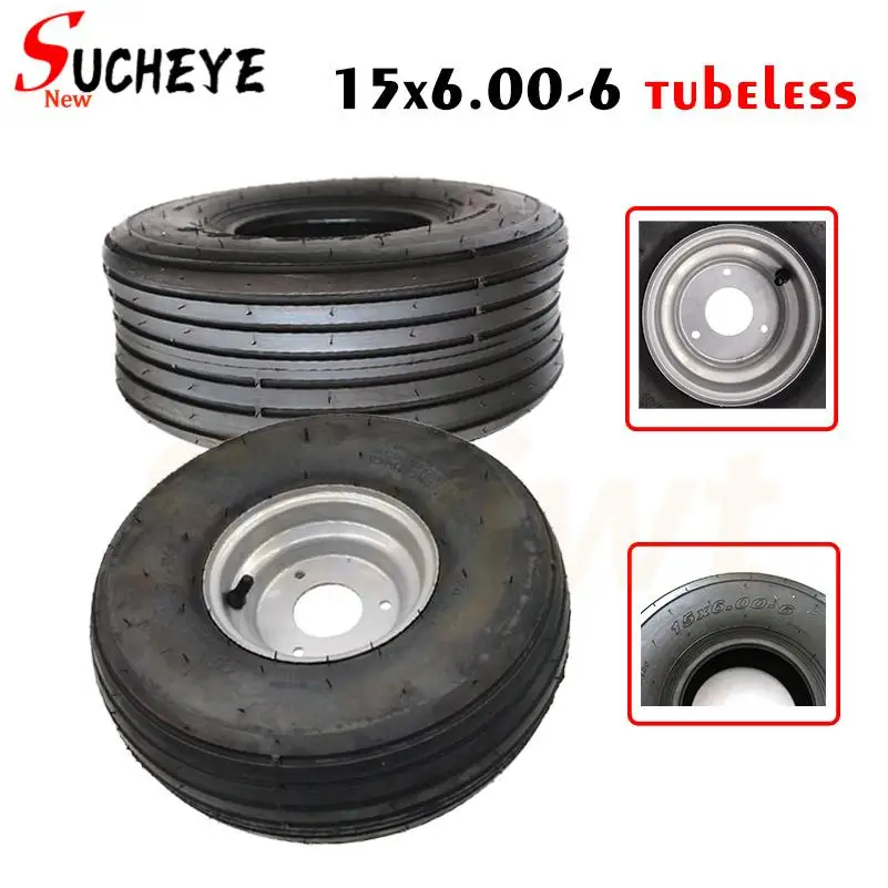 

15x6.00-6 Tubeless Tyre With Hub Wheels 15*6.00-6 For Little Mini Citycoco Scooter 168CC Go Kart Motorcycle Tyre Parts