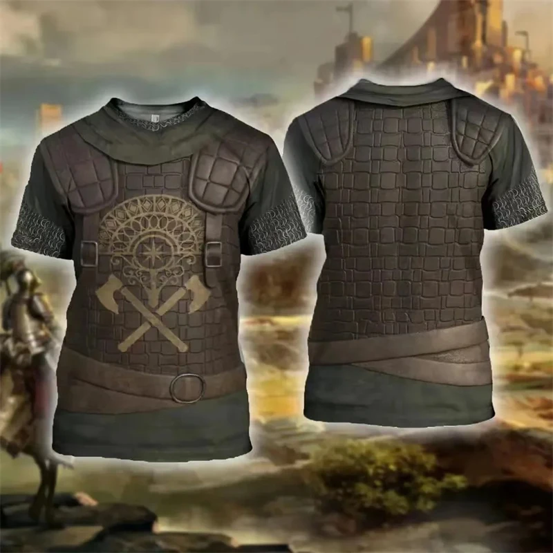 2024 New Knight Armor 3D Print T Shirts Knights Templar Harajuku Short-sleeve Unisex T-shirt Summer Oversized O Neck Tops Male