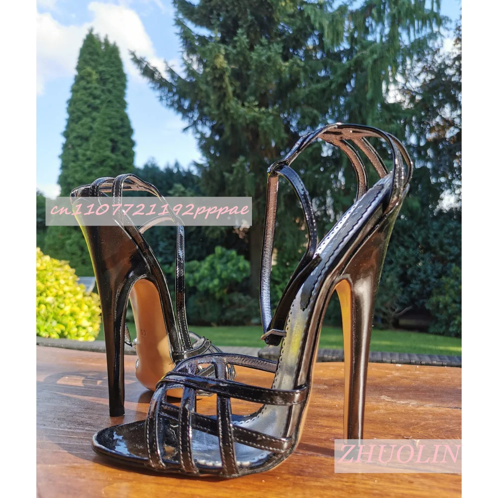 2026 Summer New Open-Toe Super High-Heeled Sandals Women'S Leather Buckle Strap High Heels Fashion Dance Shoes Zapatos Mujer 46