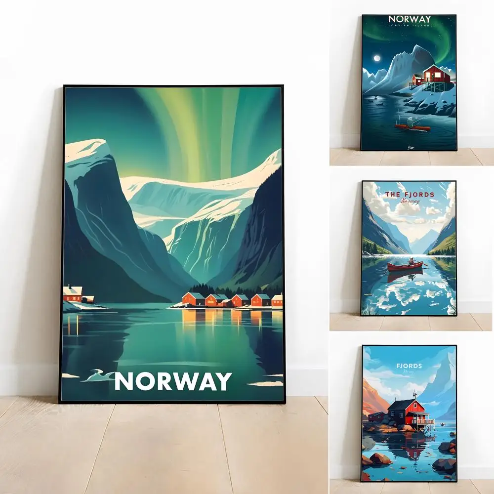 Landmark Norway Fjord Poster Poster Room Wall Art Decor Waterproof Stickers For Home Bar Bedroom Decoration