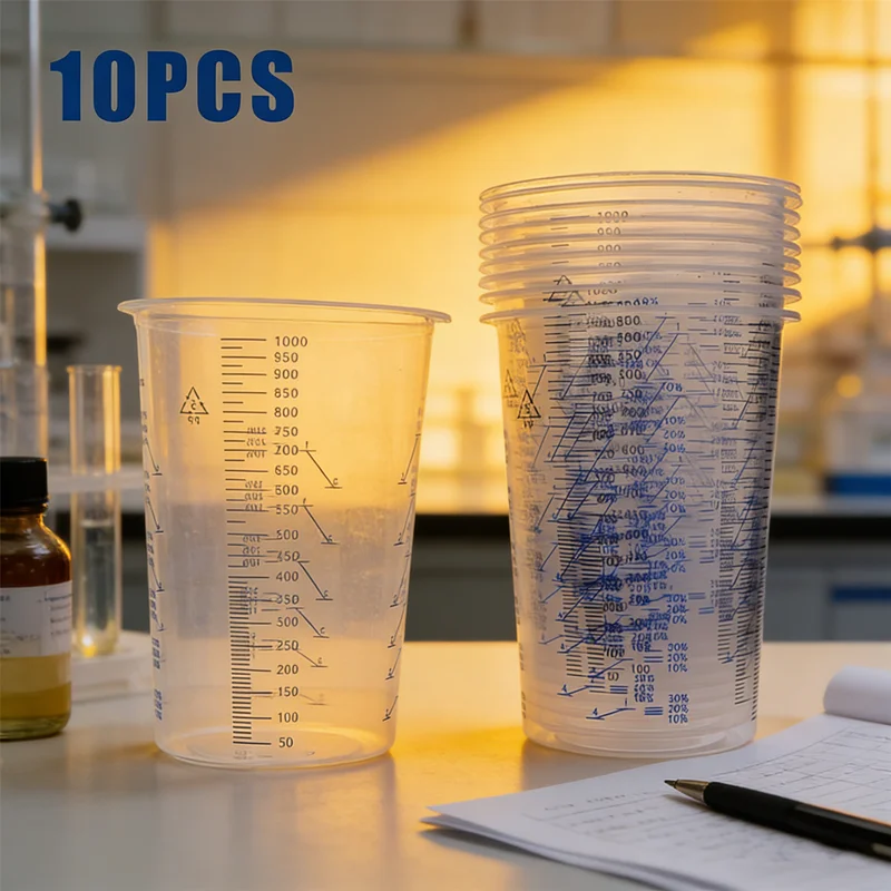 

10 Pcs 1000ml Calibrated Paint Mixing Cups Plastic Mixing Pots Accurate Measuring Container for Paints Liquids Mixing DIY Tools