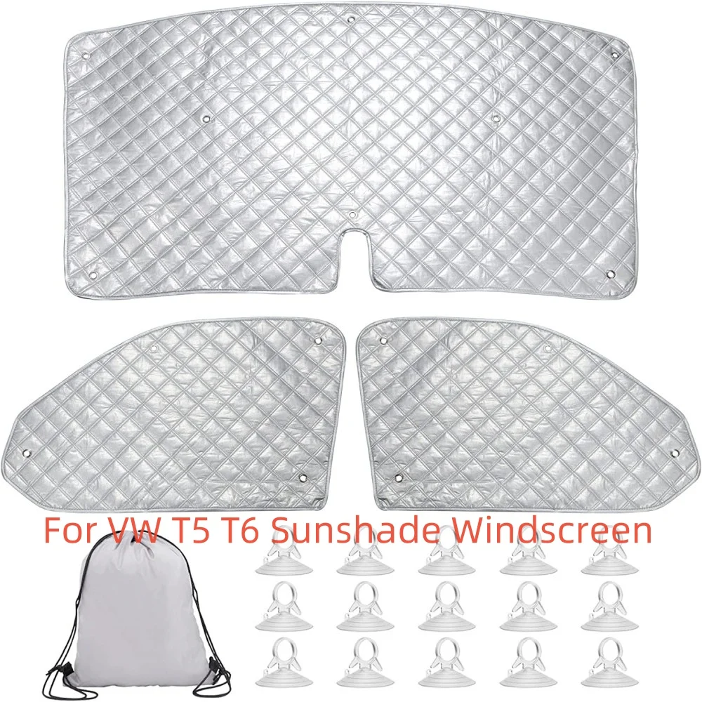 

Car Accessories For VW T5 T6 3PCS Sunshade Windscreen Protection Set Internal Thermal Blind Window Cover Set