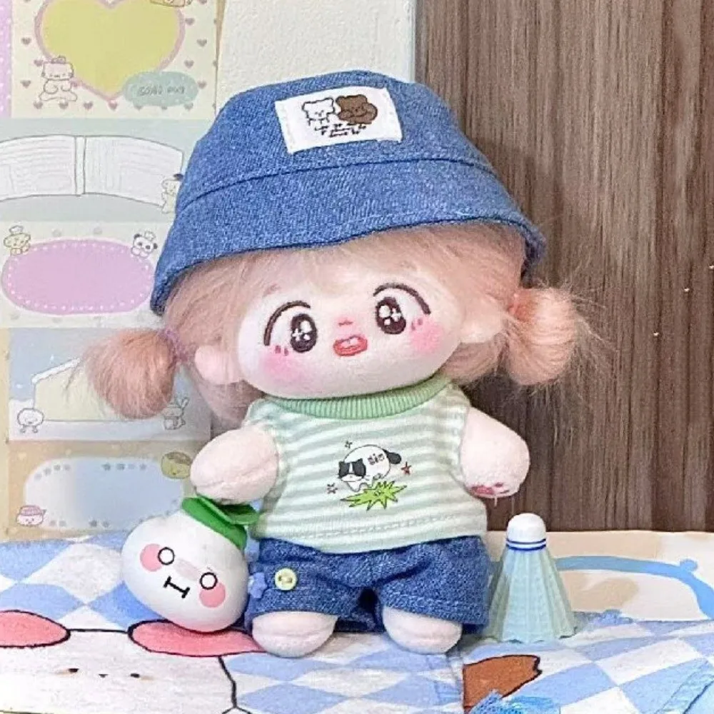

1 set Striped T-shirt 10/20cm Cotton Doll Clothes Summer Set Cartoon Pattern 20cm Cotton Doll's Clothes Mini Cute