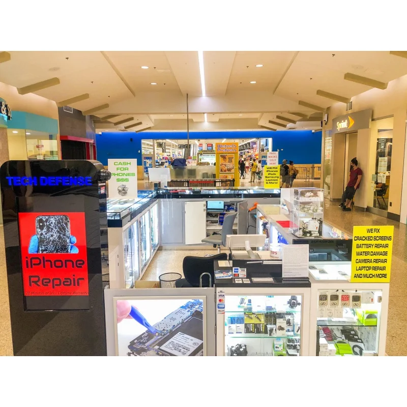 custom，Professional Phone Repair Kiosk Phone Store Display Showcase LED Cellphone Accessories Kiosk for Shopping Mall