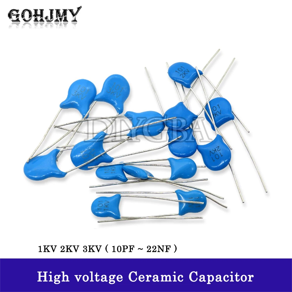 20 pz 1KV 2KV 3KV condensatore ceramico ad alta tensione 10pf 22pf 33pf 47pf 100pf 220pf 330pf 470pf 1nf 2.2nf 3.3nf 4.7nf 10nf 22nf