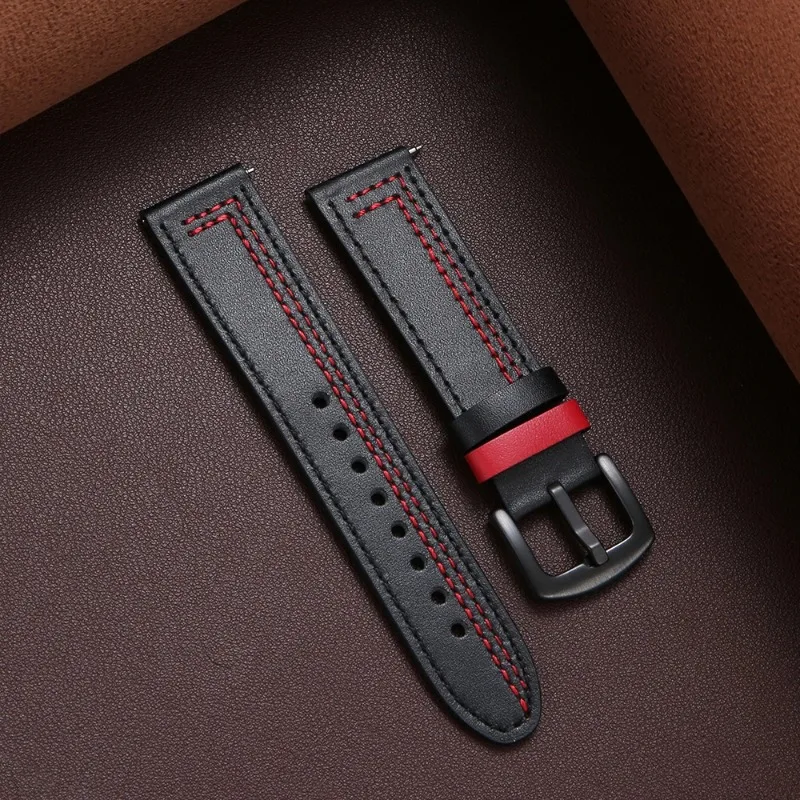 20mm 22mm Leather Watch Band for Samsung Galaxy Watch 7/6/5/4 40 44mm Quick Release Wrist Strap for Huawei Watch GT4/2/3/pro