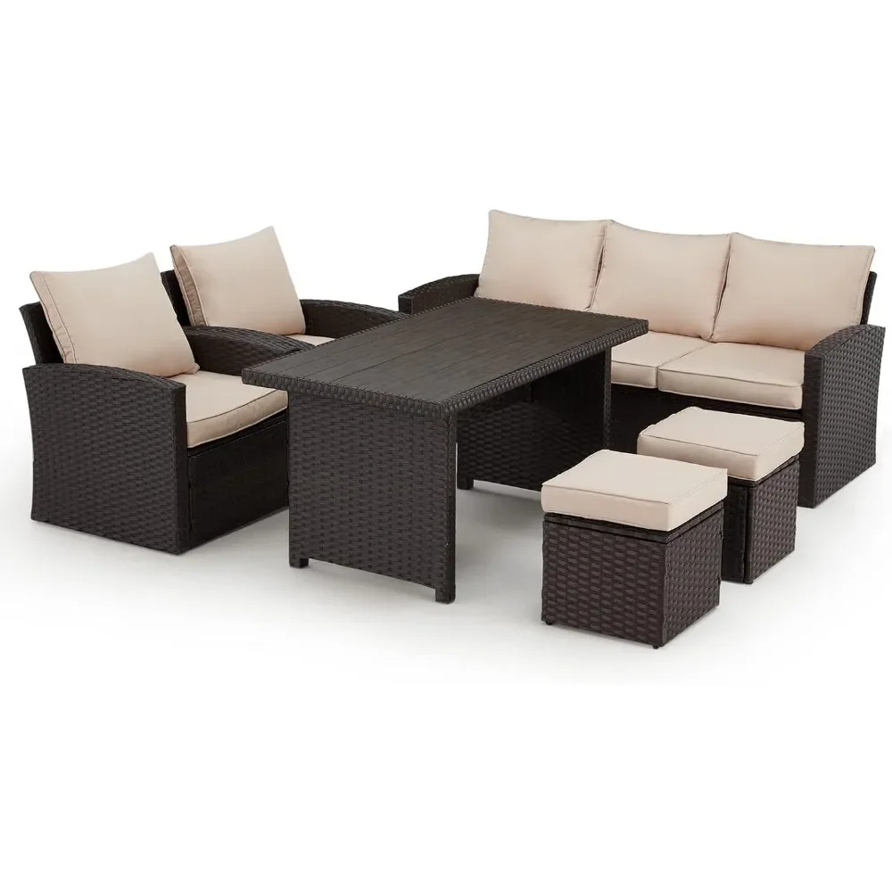 Outdoor Sofa Sets,6 Pieces Patio Furniture Sets Clearance, All Weather  Wicker Set with Loveseat, Outdoors Garden Sofas Sets