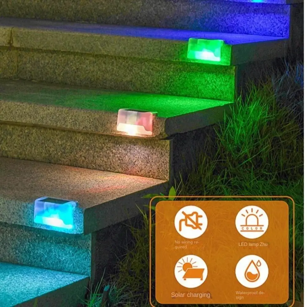 Multifunctional Waterproof LED Solar Step Lamp Outdoor Garden Fence Lamp Solar Powered Yard Street Deck Lamp