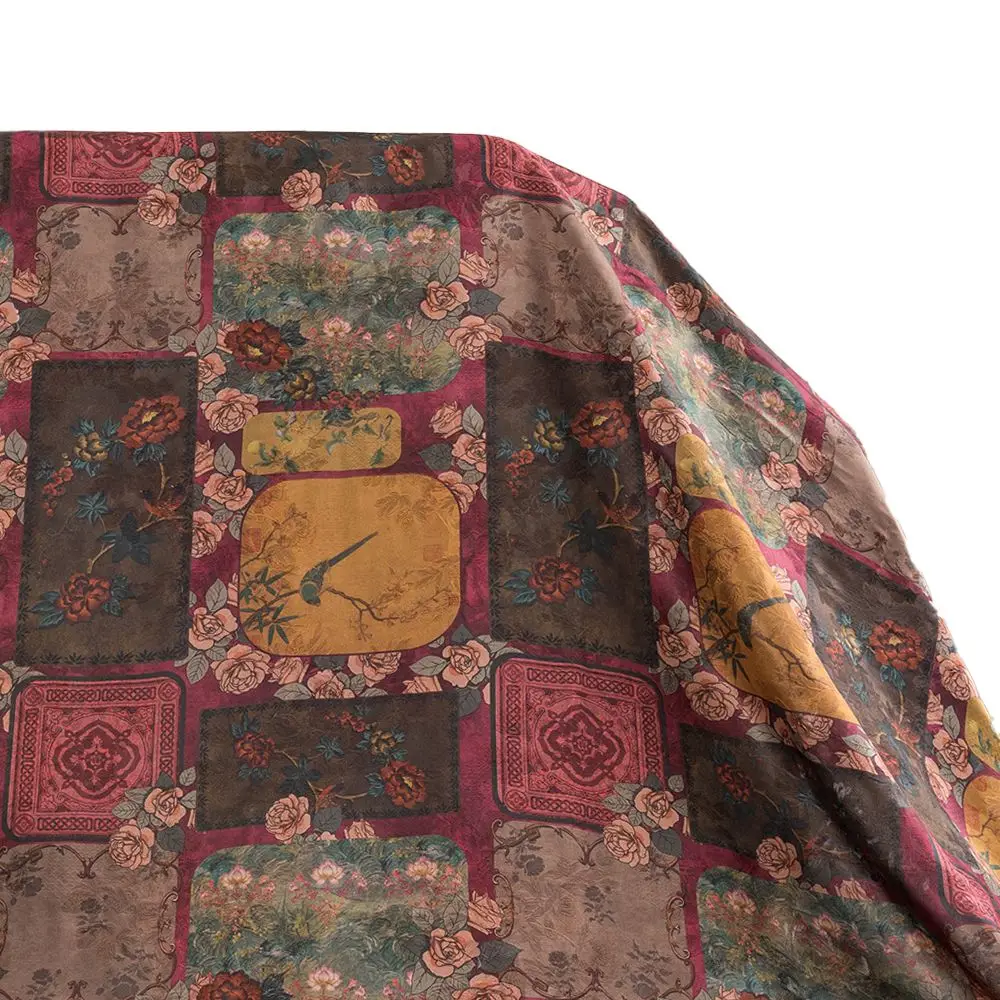 

High Quality Real Silk Cheongsam Dress Designer Fabric Jacquard Fragrant Cloud Yarn Texture 40 M