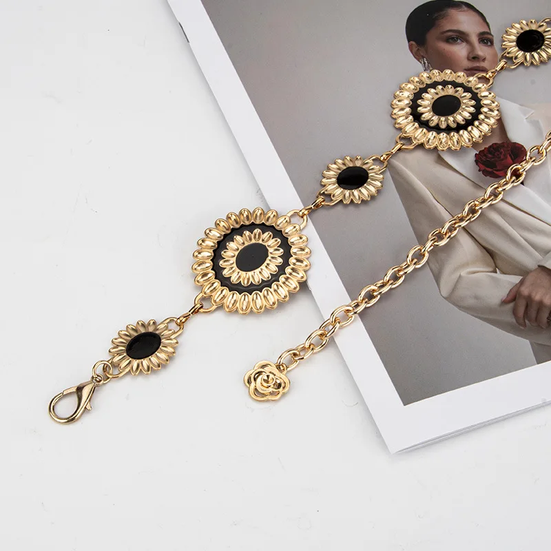 เข็มขัดโซ่โลหะผู้หญิงทองเงินรัดตัวหญิงคัมเมอร์บันด์โค้ตเข็มขัดชุดตกแต่งเข็มขัดแคบ J1535