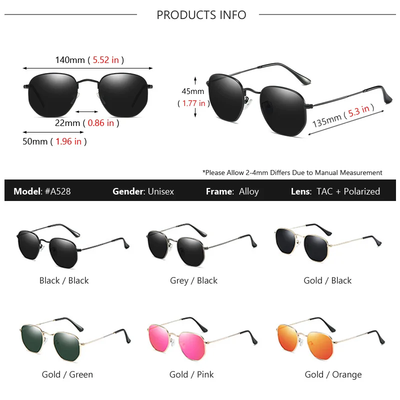 AOWEAR Polarized Polygon Sunglasses Women Luxury Brand Designer Vintage Sun Glasses for Ladies Fashionable Eyewear Gafas De Sol