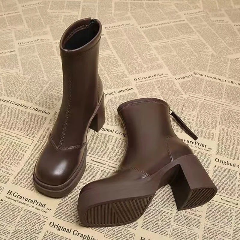 

Ботильоны на высоком каблуке. Женские пикантные кожаные туфли на каблуке. Зимние туфли-лодочки. Ботинки челси. Новый тренд. Роскошное платье Mujer De Botas.