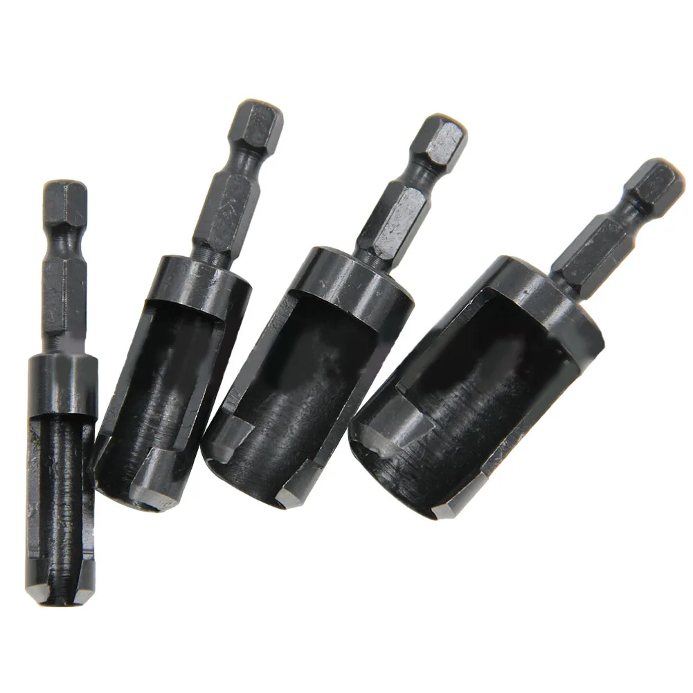4Pcs Hex Shank Wood Plug Hole Cutter Drill Bit Plug Cutter Bored Hole Wood Tenon Woodworking Drilling Tools 6mm 10mm 13mm16mm
