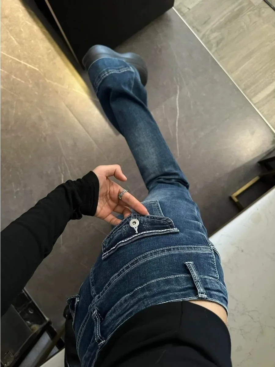 Extended Length American Retro Flared Jeans Women's Low Waist Slimming Bell Bottoms plus Size Denim Pants Autumn New Style
