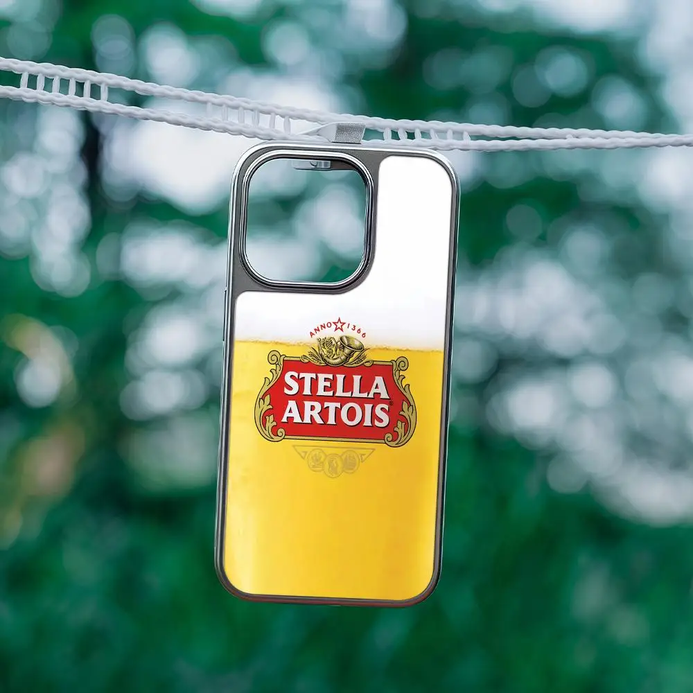 S-STELLA A-ARTOIS Beer Phone Case For iPhone 17 16 15 14 13 12 Pro Max Plus HD Metal Frame Carbon Fiber Hard Shell view 5
