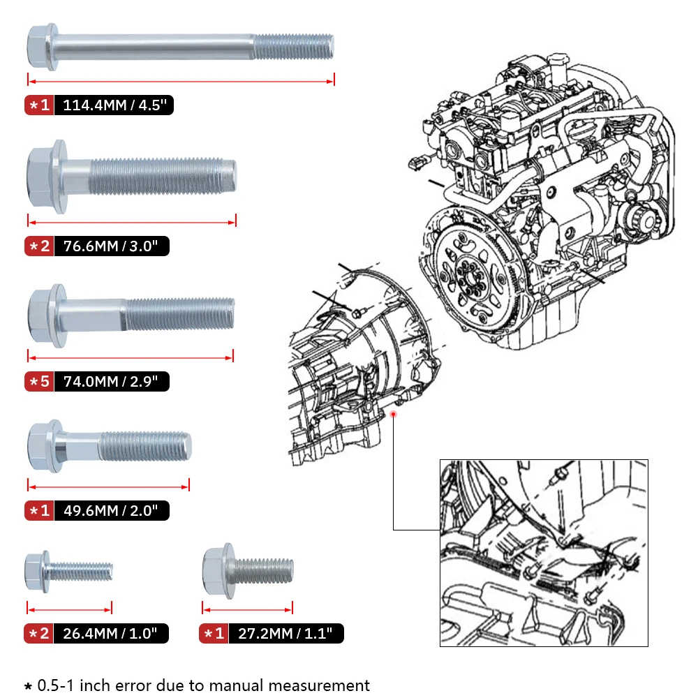 1Set Bell Housing Hexagon Serrated Flange Bolt Hex Head Cap Screw For Honda Acura B16 B18 B20 B Series