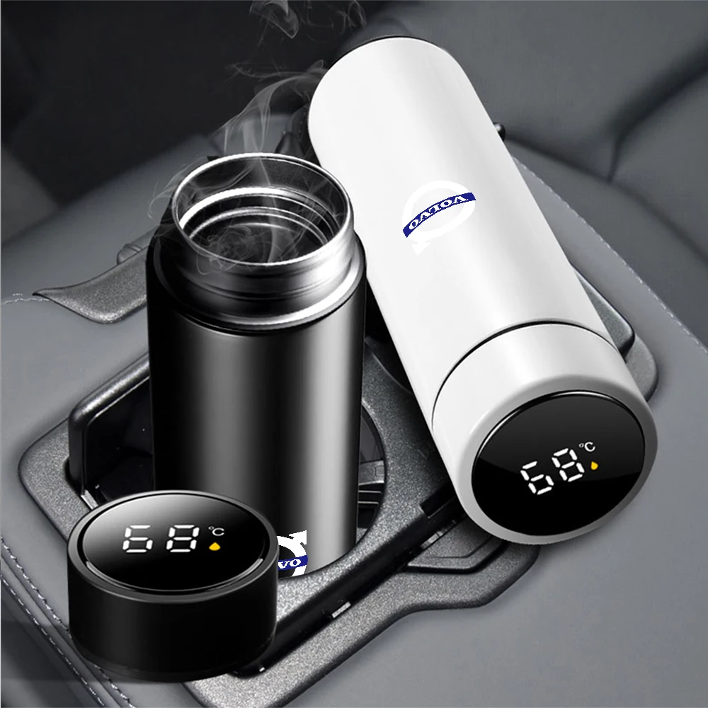 1pc Car Smart Thermos Mug Insulation Cup Led Digital Temperature Display For Volvo Rdesign XC60 XC90 V40 V50 V60 AWD S60 S80 S90