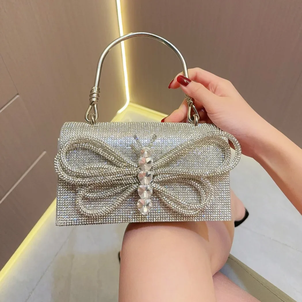 Dress Clutch Bag Celebrity Banquet Silver Female Rhinestone Hand-held Party Dinner Bag