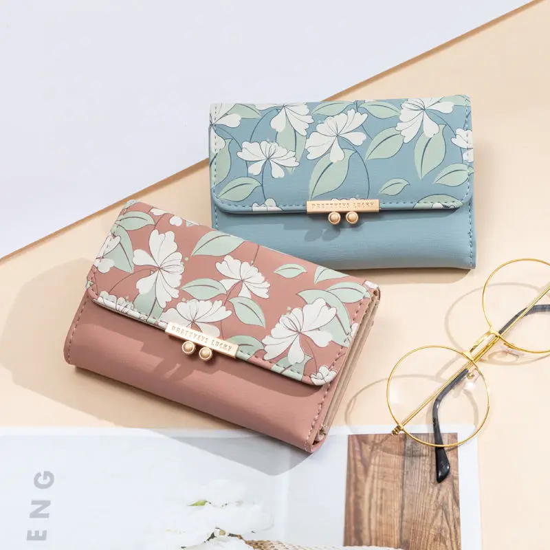 Trendy Mini Wallet Women's Short Tri-Fold Coin Purse Korean Style Cute Student Small Purse