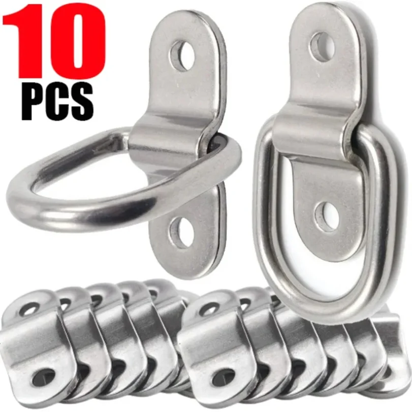 10/1Pcs D Rings Tie Down Anchors Ring Pull Hook Stainless Steel Lashing Ring Load Fit for Car Boat Cargo Trailer Vehicles RV Van