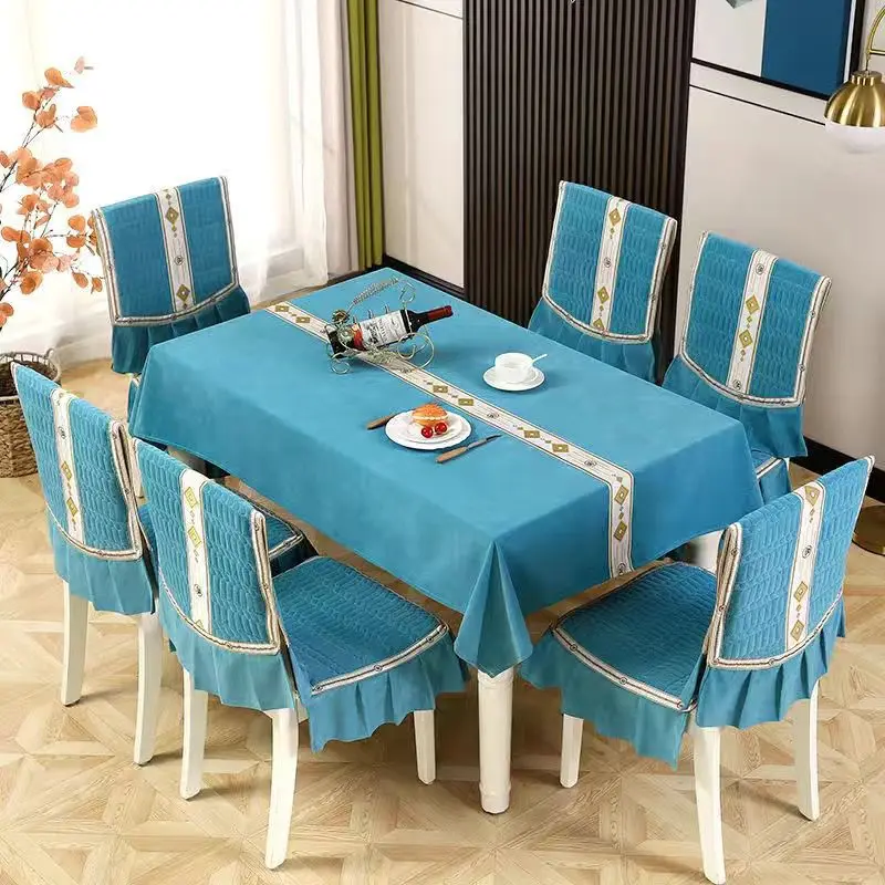 New Home Decorative Tablecloth Chair Cover Set Modern Simple Style Flannel Table Cloth Thicken Non-slip Chinese Dining Chair Mat