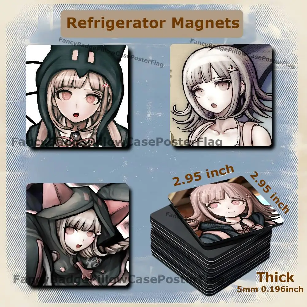 C-Chiaki Nanami Anime Fridge Refrigerator Magnet Set Creative Square Decorative Adhesive Stickers Magnets Festival Gift