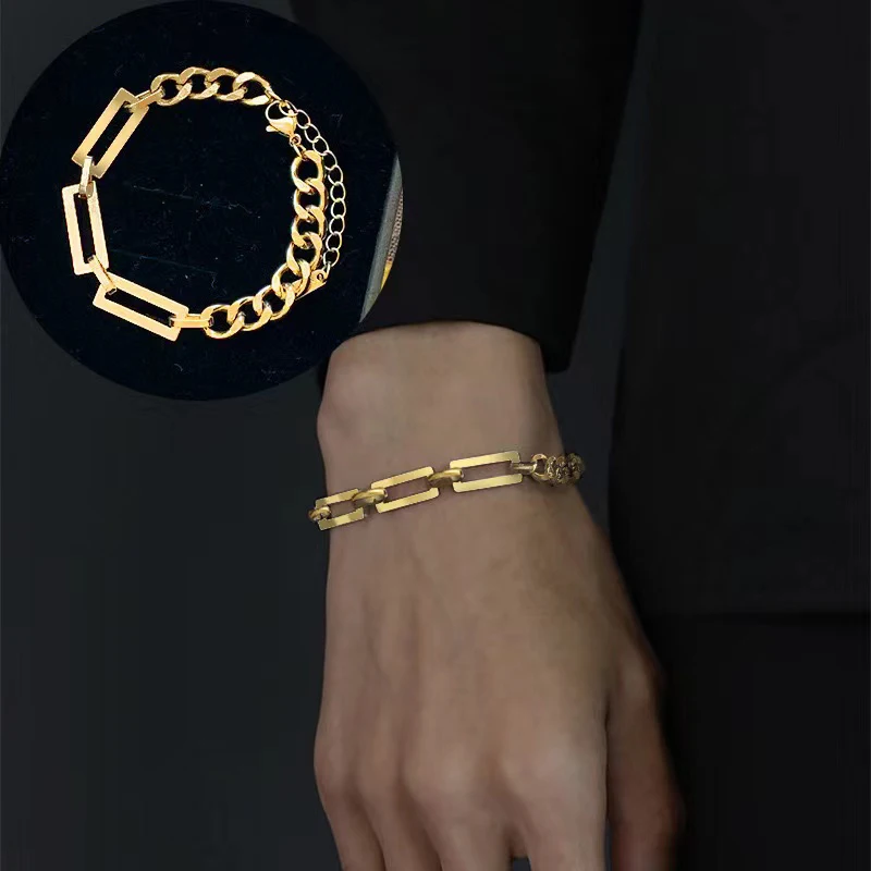 EILIECK 316L Stainless Steel 18K Gold Plated Waterproof Thick Chain Necklace Bracelet Jewelry Set For Women Girl Fashion Gift