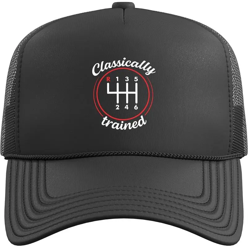 Funny Classically Trained Manual Gear Car Pedals Driving Trucker Hat with Adjustable Mesh Back