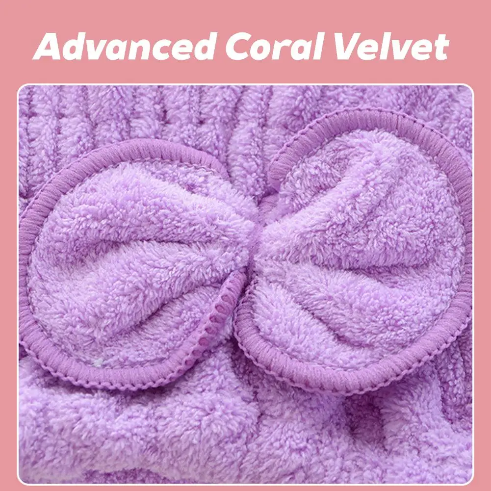 1pc Microfiber with Bow-Knot Shower Cap Hair Drying Towels Head Wrap  Hair Turban HairWrap Bath Cap for Curly Long Wet Hair Gift