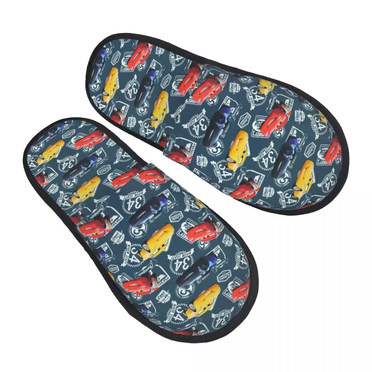 Custom Lightning McQueen Car Racing Memory Foam Slippers Women Cozy Warm House Slippers