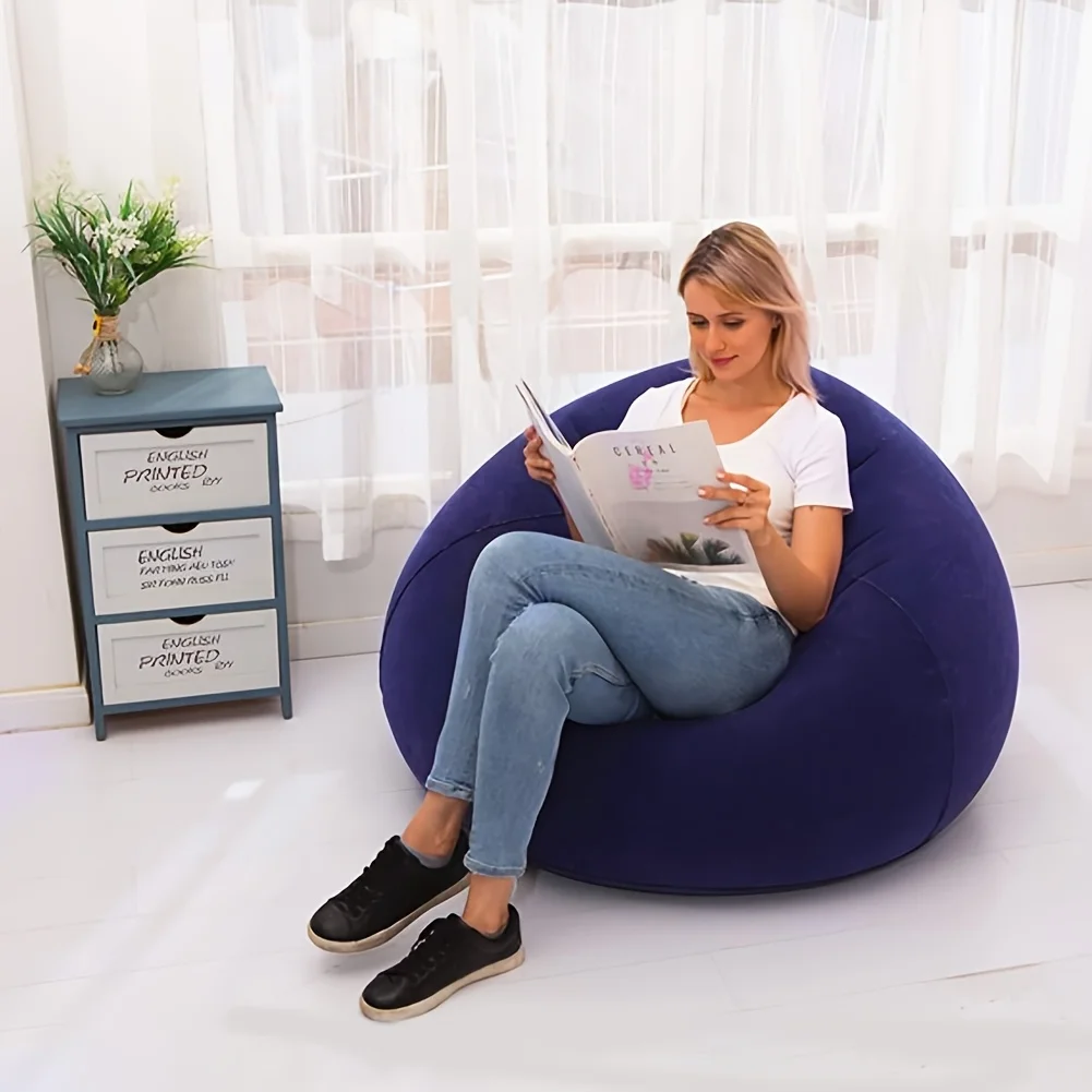 Flocked PVC Inflatable Sofa Chair - Portable Lounge Bed for Office Nap & Outdoor Camping, Photo Props Gift Quick Setup