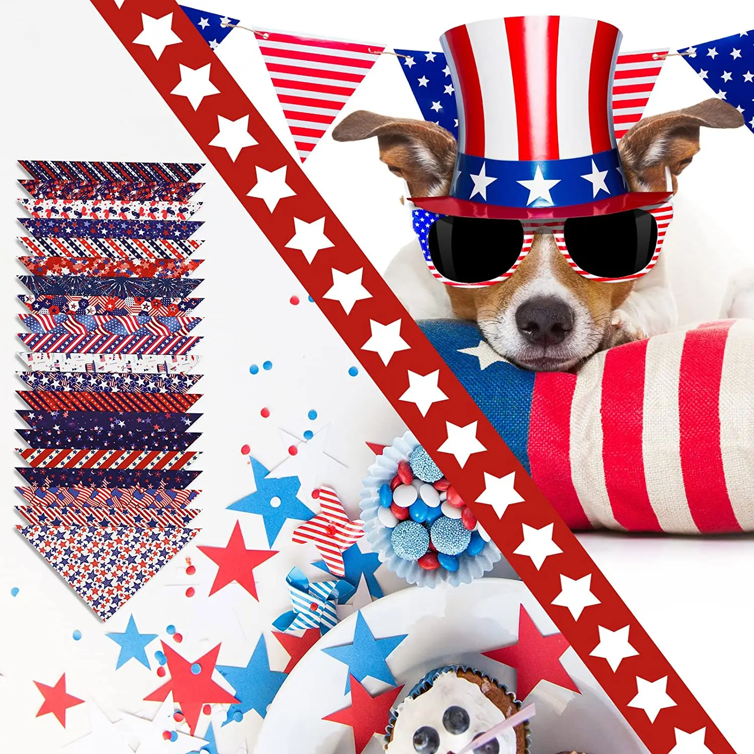 20er-Pack Feiertags-Hundehalstuch-Schal-Zubehör, unabhängigkeitsverstellbarer Haustier-Schal mit amerikanischer Flagge für kleine und mittelgroße Hunde, Haustiere und Katzen – Detail 4