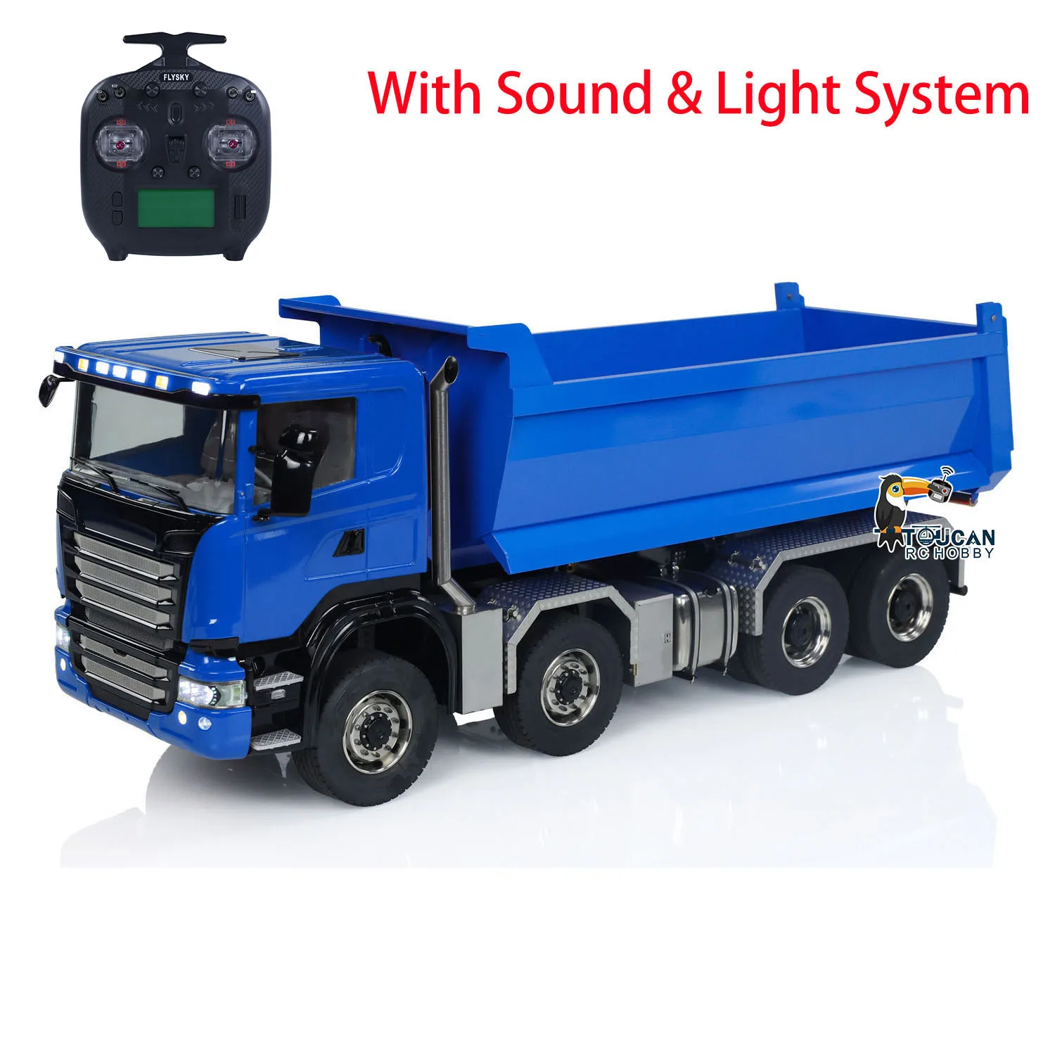 8x8 RC 1/14 Hydraulic Roll-on Dump Truck Metal Full Dumper Car Tipper Model 3-speed Transmission Sound Light System Toy TH23918