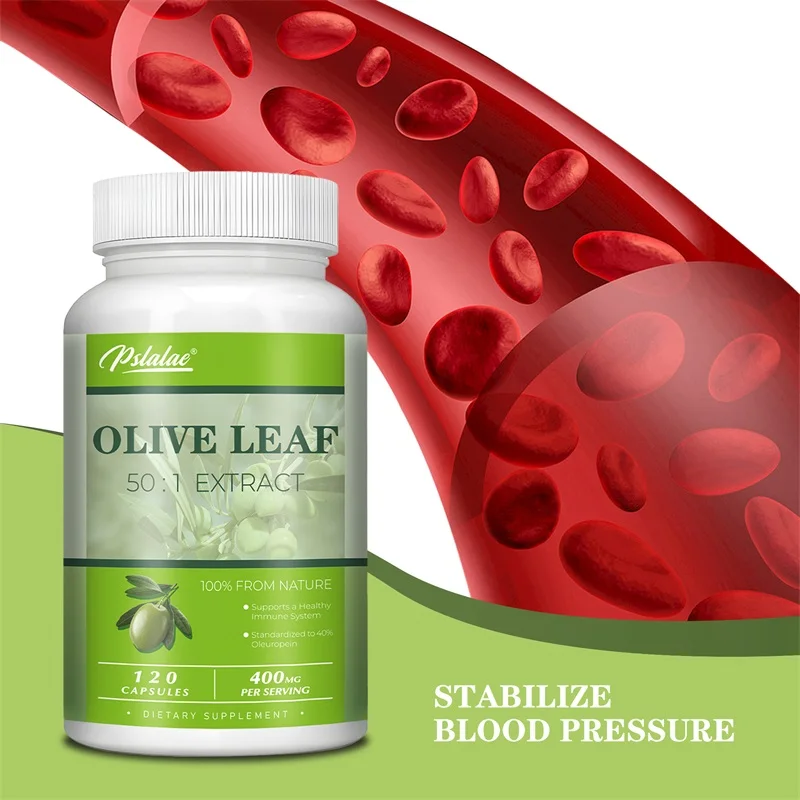 Cápsulas de hoja de olivo - 40% oleuropeína - Apoya la salud cardiovascular, mantiene la presión arterial normal, promueve la circulación sanguínea