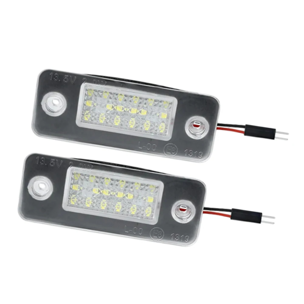 12V 2Pcs Car LED License Number Plate Light For Audi A8 D3 2002-2010 Xenon White Light Auto Lamps