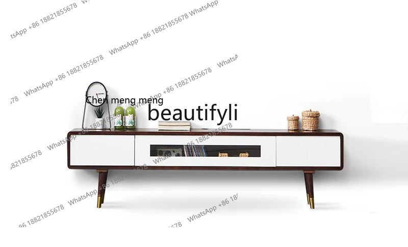 D178 Solid wood TV cabinet living room and bedroom small apartment simple extremely narrow ultra-thin floor-to-ceiling legs