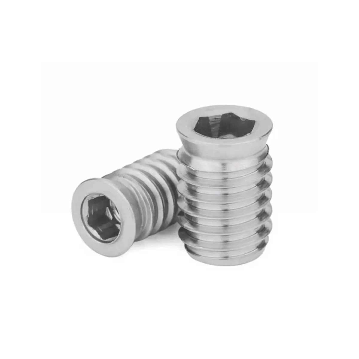 304 Stainless Steel Inner And Outer Teeth Furniture Nuts/Hexagonal Countersunk Head Embedded Wooden Nuts With Intermediate