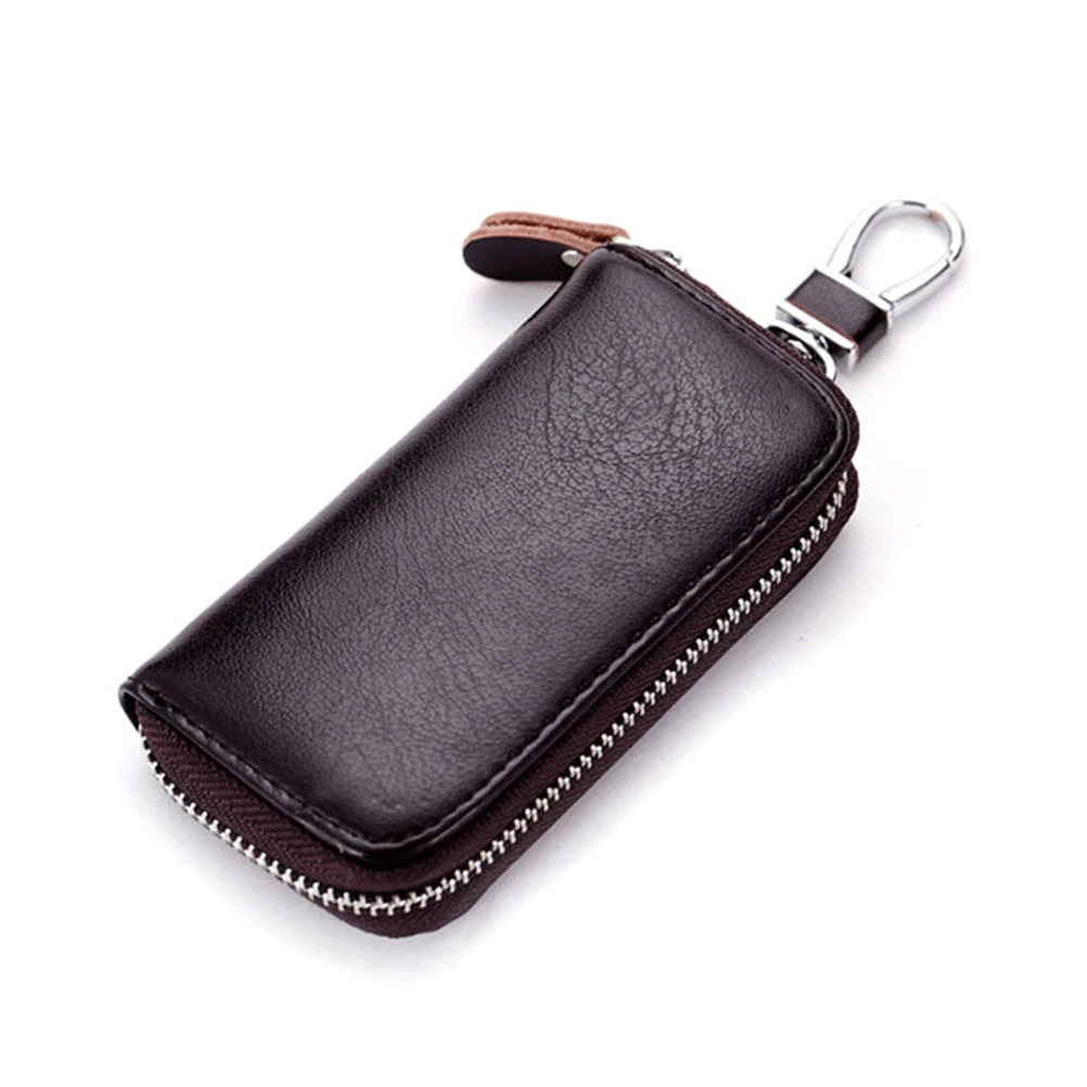 

Zipper Closure Car Key Case Wallet For Men, Key Holder With Coin Pocket Universal Keychain Bag (Coffee)