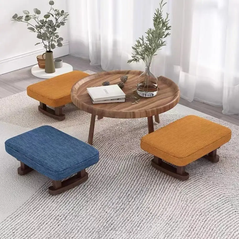 Smooth Solid Wood Foot Stool Burr-Free Edges Rounded Edges Foot Rest Anti-Slip Pads Stable Support Legs Multi-Purpose Stool