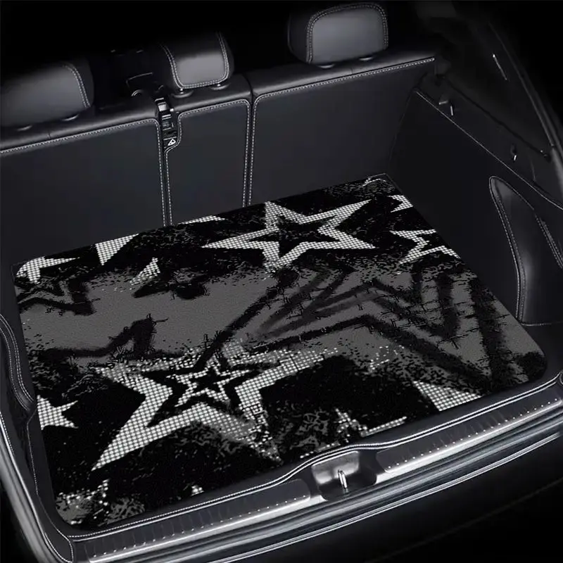 

Universal Car Trunk Mat Black White Grey Halftone Star Pattern Non-Slip Auto Boot Liner For SUV Easy Clean Interior Accessory