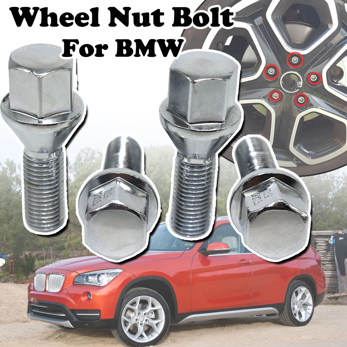 

4pcs/5pcs Car Wheel Tyre Nut Stud Lug Bolt Screw Replacement Longer 36130141574 For BMW E81 E87 E39 E12 E21 E30 E36 E46 E90 E93