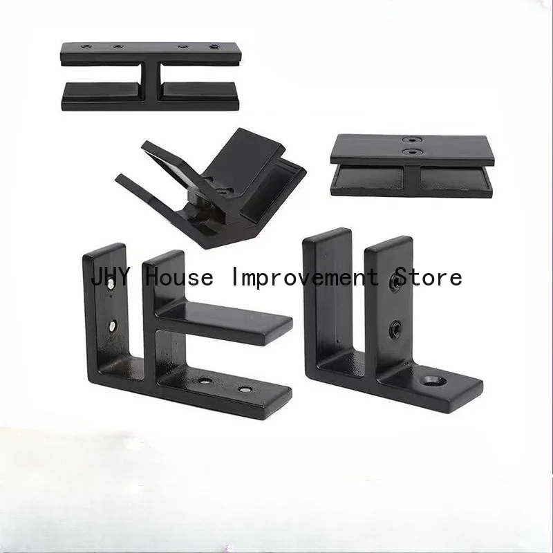 Marine Grade Railing Wall Pair Glass Clamp Black Stainless Steel Glass Bracket, Satin Finish Railing Glass Clamp Bracket for Fen