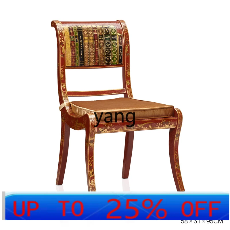 

LTT Chinese beech wood carving flower book desk and chair Chinese red crack red hand-painted book