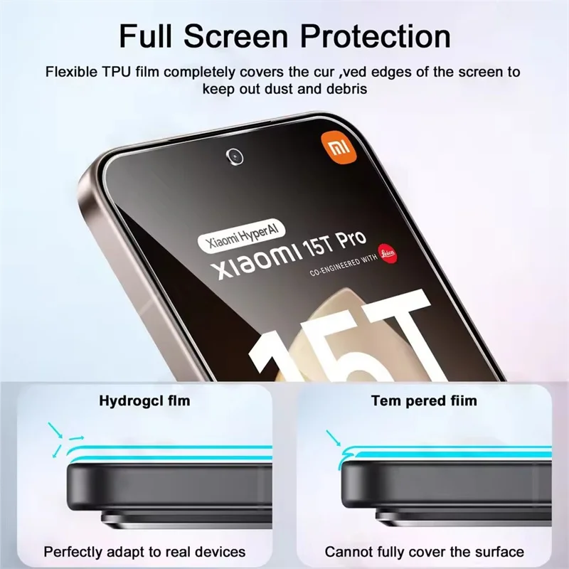 4 Piezas Película de Hidrogel para Xiaomi 15T Pro 17 Pro Max Película de Gel para Xiaomi 13 11 Lite 14 15 Ultra 13T 12T 15T 14T Pro Protector de Pantalla 4