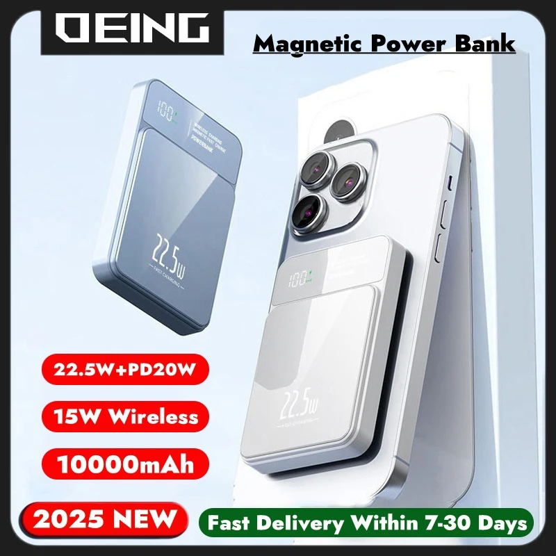 

10000mAh Magnetic Powerbank 15W Wireless Fast Charger For Magsafe iPhone Xiaomi Huawei Samsung Power Bank External Spare Battery