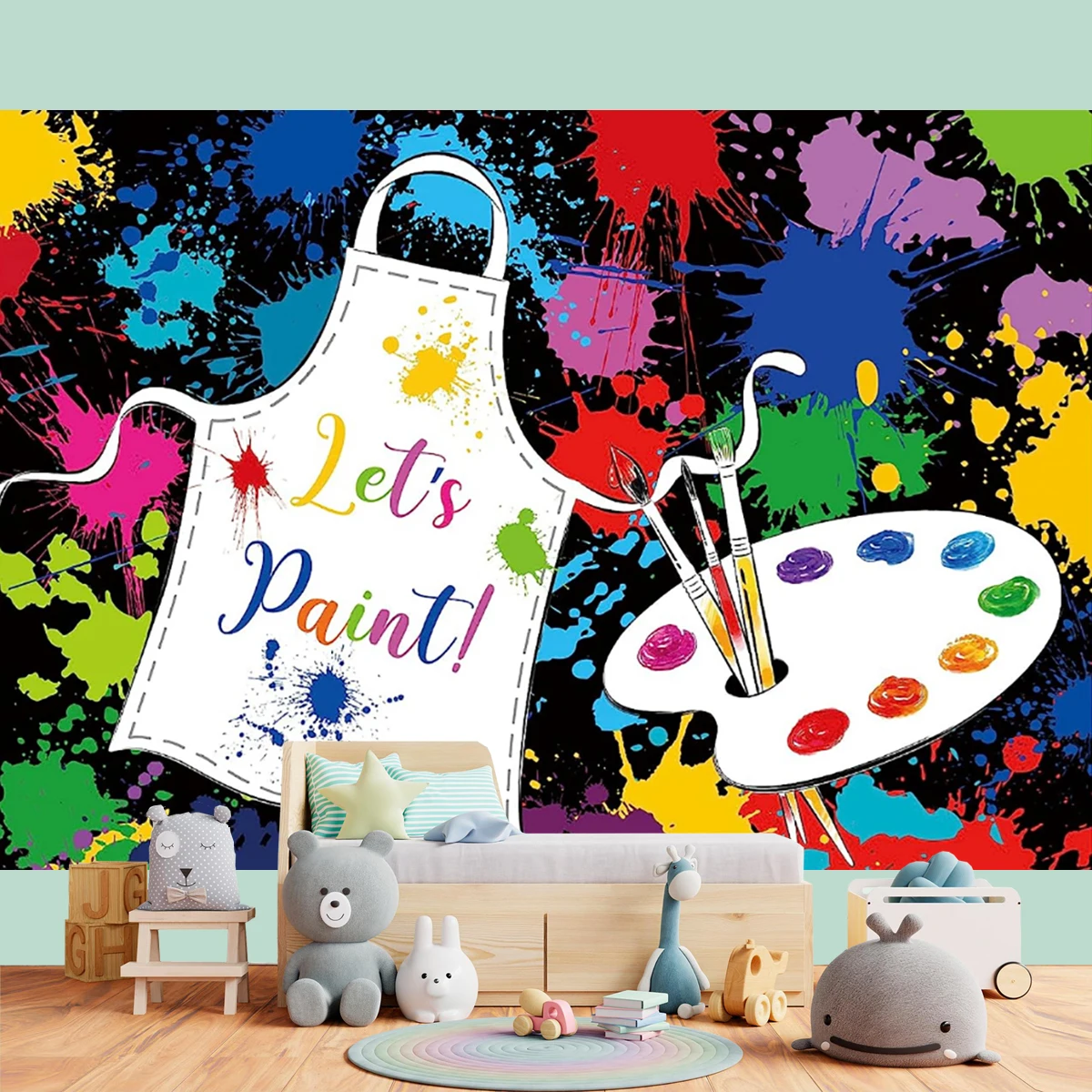 Art Party Paint Activity Backdrop Kids 7x5ft Birthday Photography Background Watercolor Colorful Graffiti Splatter Brush