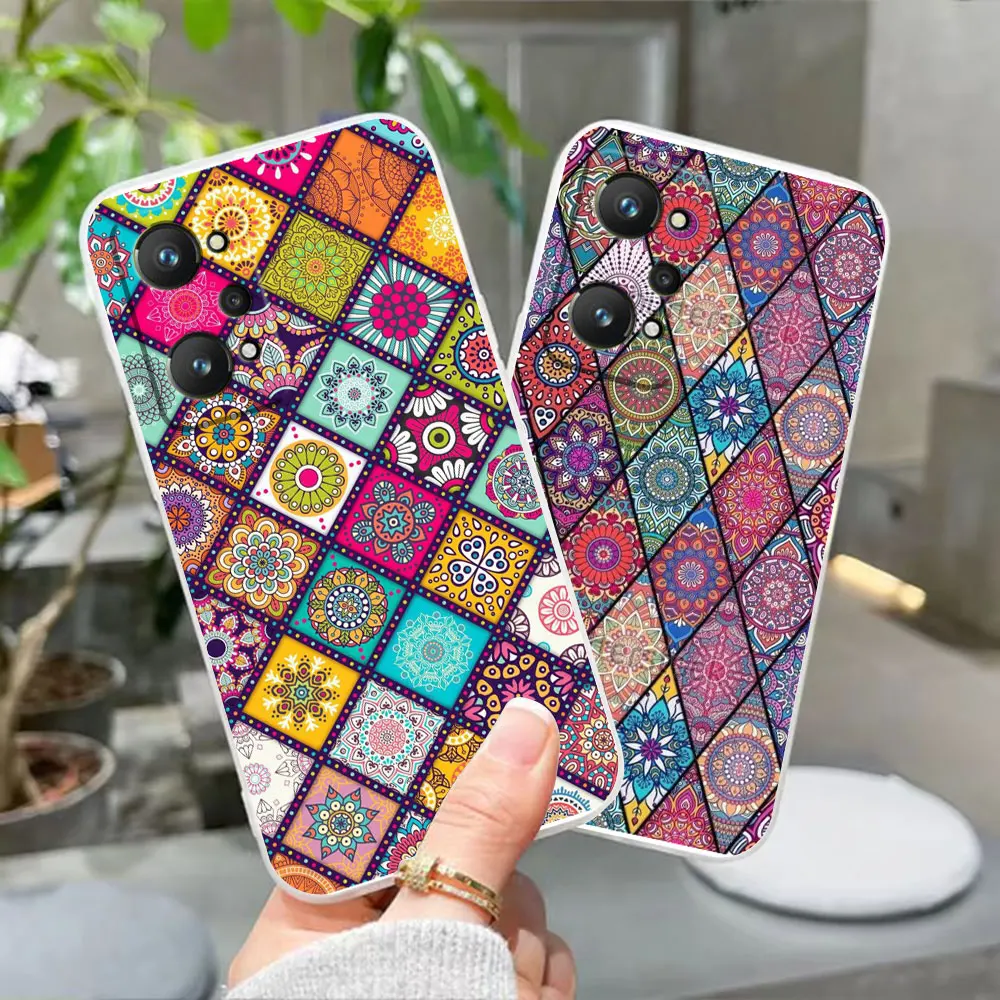 Clear Case For Realme 10 8 7 7i 5 GT 2 NEO 2 3 5 V15 V20 V25 X X7 V30 PRO PLUS 4G 5G Case Retro Bohemian European Color Pattern