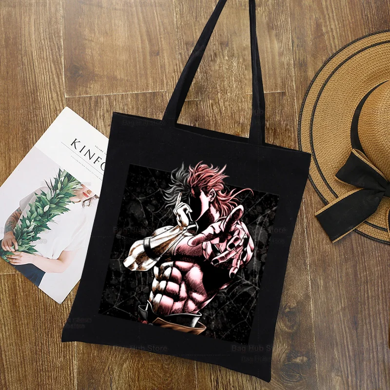 Jojo 'S Bizarre Avontuur Anime Zwarte Boodschappentas Jojo Ontwerp Unisex Fashion Travel Manga Kujo Jotaro Canvas Tassen